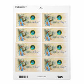 STORK BABY BOY SHOWER BLAUWGROEN BLUE GEM MONOGRAM ETIKET (Full Sheet)