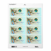 STORK BABY BOY SHOWER BLAUWGROEN BLUE GEM MONOGRAM ETIKET (Full Sheet)