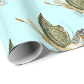 STORK BABY BOY SHOWER, Blauwgroen Blue White Cadeaupapier (Rol Hoek)