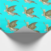 STORK BABY BOY SHOWER, Blauwgroen Blue White Cadeaupapier (Hoek)