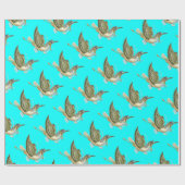 STORK BABY BOY SHOWER, Blauwgroen Blue White Cadeaupapier (Vlak)