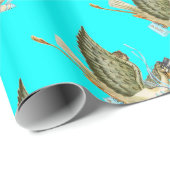 STORK BABY BOY SHOWER, Blauwgroen Blue White Cadeaupapier (Rol Hoek)