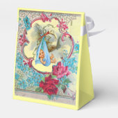 STORK BABY BOY SHOWER BLUE GEM MONOGRAM Yellow Bedankdoosjes (Achterkant)