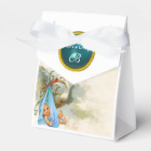 STORK BABY BOY SHOWER BLUE GEM STONE MONOGRAM BEDANKDOOSJES (Voorkant Zijde)