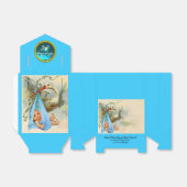 STORK BABY BOY SHOWER BLUE GEM STONE MONOGRAM BEDANKDOOSJES (Uitgevouwen)