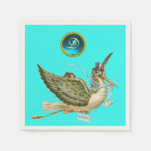 STORK BABY BOY SHOWER BLUE GEM STONE MONOGRAM SERVETTEN (Voorkant)