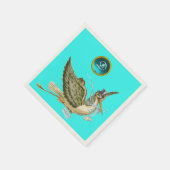 STORK BABY BOY SHOWER BLUE GEM STONE MONOGRAM SERVETTEN (Hoek)