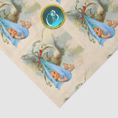 STORK BABY BOY SHOWER BLUE GEM STONE MONOGRAM TISSUEPAPIER (Detail)