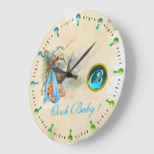 STORK BABY BOY SHOWER BLUE GEMSTONE MONOGRAM GROTE KLOK (Hoek)