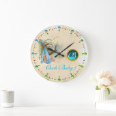 STORK BABY BOY SHOWER BLUE GEMSTONE MONOGRAM GROTE KLOK (Huis)