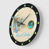 STORK BABY BOY SHOWER BLUE GEMSTONE MONOGRAM GROTE KLOK (Hoek)