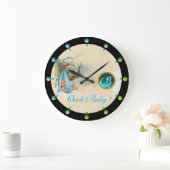 STORK BABY BOY SHOWER BLUE GEMSTONE MONOGRAM GROTE KLOK (Huis)