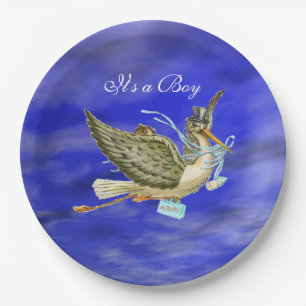 STORK BABY BOY SHOWER Blue Sky Papieren Bordje