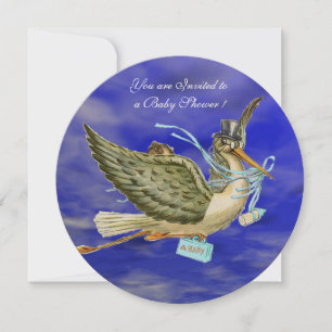 STORK BABY BOY SHOWER Champagne Metallic Kaart