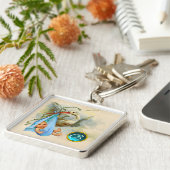 STORK BABY BOY SHOWER GEM MONOGRAM SLEUTELHANGER (Zijkant)