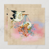  Stork Baby Boy Shower Kaart (Voorkant / Achterkant)