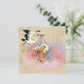  Stork Baby Boy Shower Kaart (Staand voorkant)