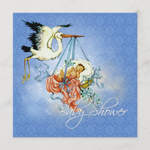 Stork Baby Boy Shower Kaart