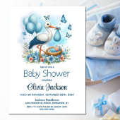 Stork Baby Boy Shower Kaart