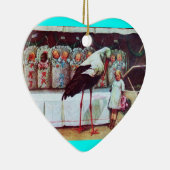 STORK BABY BOY SHOWER MONOGRAM Blue Aquamarine Keramisch Ornament (Rechts)