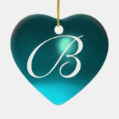 STORK BABY BOY SHOWER MONOGRAM Blue Aquamarine Keramisch Ornament (Achterkant)