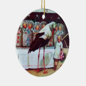 STORK BABY BOY SHOWER MONOGRAM Blue Aquamarine Keramisch Ornament (Rechts)