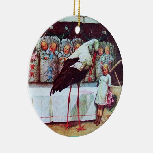 STORK BABY BOY SHOWER MONOGRAM Blue Aquamarine Keramisch Ornament (Rechts)