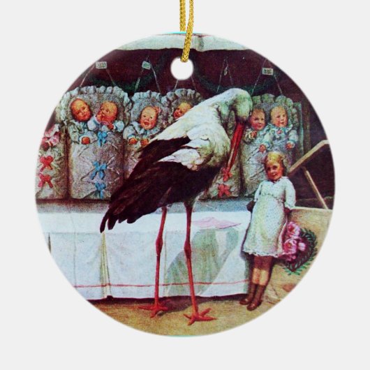 STORK BABY BOY SHOWER MONOGRAM Blue Aquamarine Keramisch Ornament (Voorkant)