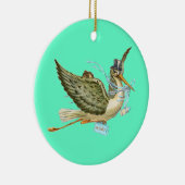 STORK BABY BOY SHOWER MONOGRAM Blue Aquamarine Keramisch Ornament (Rechts)