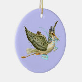 STORK BABY BOY SHOWER MONOGRAM Blue Aquamarine Keramisch Ornament (Rechts)