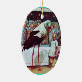 STORK BABY BOY SHOWER MONOGRAM Blue Aquamarine Keramisch Ornament (Rechts)