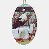 STORK BABY BOY SHOWER MONOGRAM Blue Aquamarine Keramisch Ornament (Links)