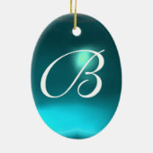 STORK BABY BOY SHOWER MONOGRAM Blue Aquamarine Keramisch Ornament (Achterkant)