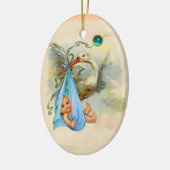 STORK BABY BOY SHOWER MONOGRAM BLUE SAPPHIRE KERAMISCH ORNAMENT (Links)