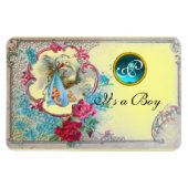 STORK BABY BOY SHOWER MONOGRAM, geel Magneet (Horizontaal)