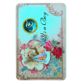 STORK BABY BOY SHOWER MONOGRAM MAGNEET (Verticaal)