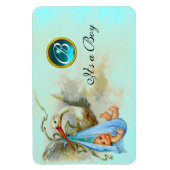 STORK BABY BOY SHOWER MONOGRAM MAGNEET (Verticaal)