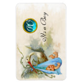 STORK BABY BOY SHOWER MONOGRAM, wit Magneet (Verticaal)
