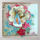 STORK BABY BOY SHOWER POSTER (Voorkant)