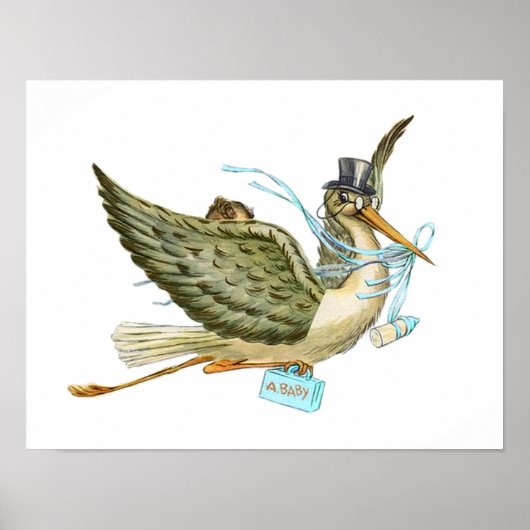 STORK BABY BOY SHOWER POSTER (Voorkant)