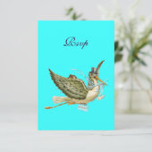 STORK BABY BOY SHOWER, RSVP, Turquase RSVP Kaartje (Staand voorkant)