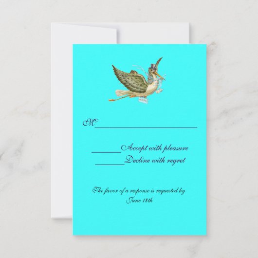 STORK BABY BOY SHOWER, RSVP, Turquase RSVP Kaartje (Achterkant)