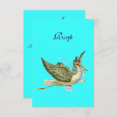 STORK BABY BOY SHOWER, RSVP, Turquase RSVP Kaartje (Voorkant / Achterkant)