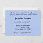 Stork Baby Boy Shower-uitnodiging Kaart (Achterkant)