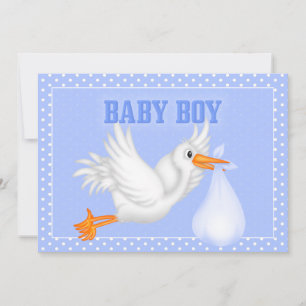 Stork Baby Boy Shower-uitnodiging Kaart