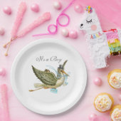 STORK BABY BOY SHOWER White Papieren Bordje (Feest)