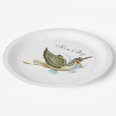 STORK BABY BOY SHOWER White Papieren Bordje (Gekanteld)