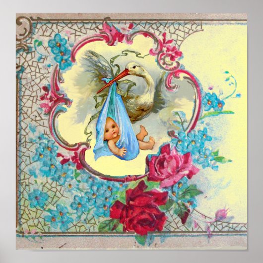 STORK BABY BOY SHOWYER yellow Poster (Voorkant)