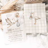 Stork Baby Delivery hij of zij gender reveal party Kaart