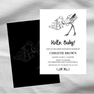 Stork Baby Douche Uitnodigingen
